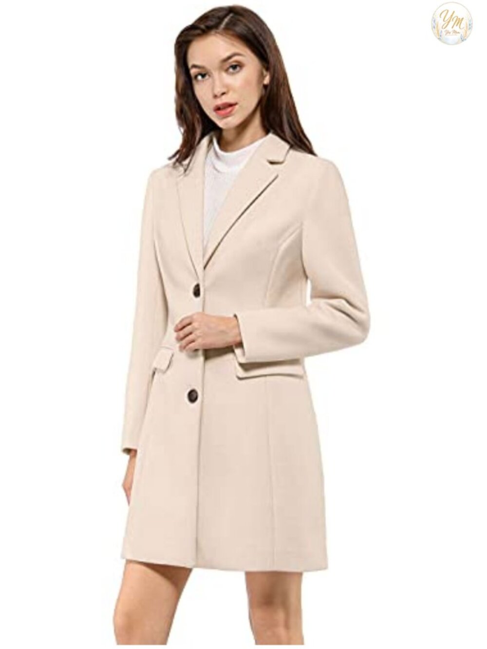 Womens Peacoat Single Breasted A-Line Work Winter Overcoat Lapel Collar Long